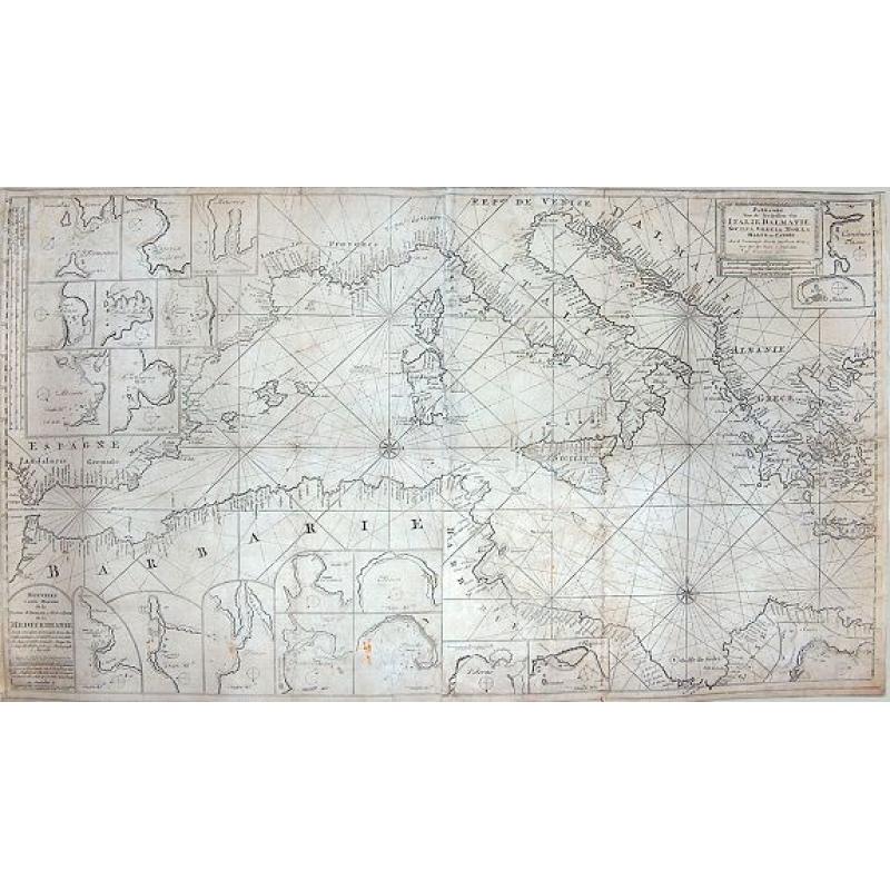 Paskaart van de Zee-kusten van Italie, Dalmatie, Sicilia, Grecia, Morea Malte en Candie. . .