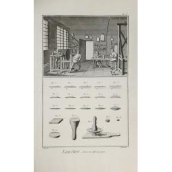 (A set of five plates about optical lens making.) Lunettier.