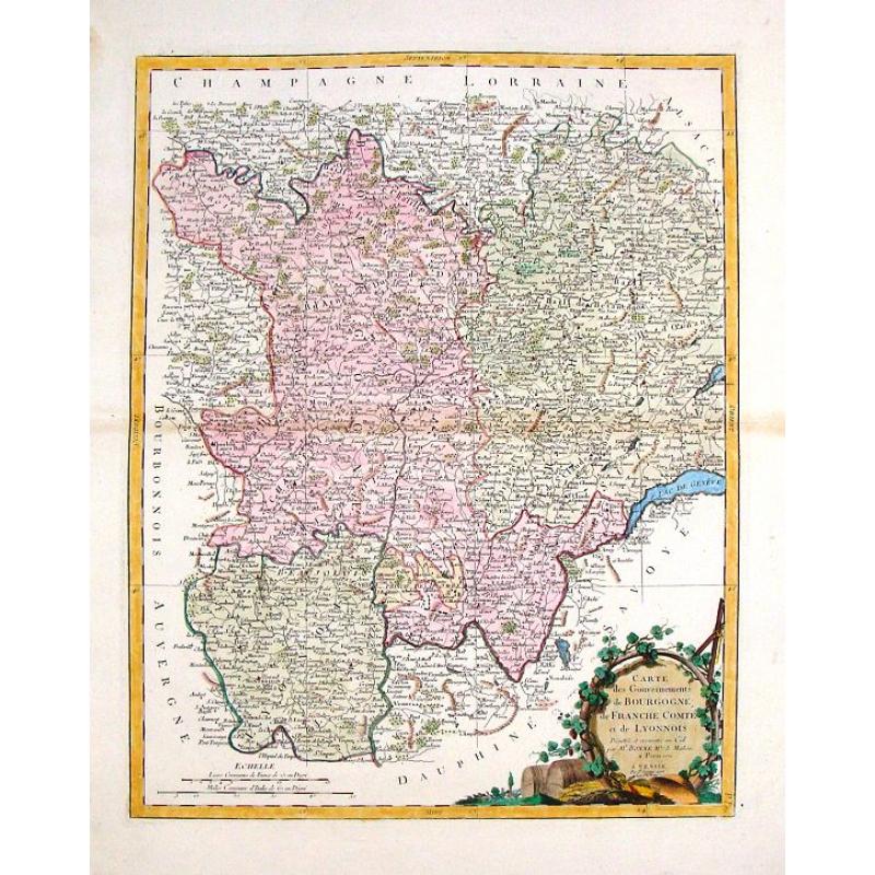 Carte des Gouvernements de Bourgogne, de Franche Comte et de Lyonnois.
