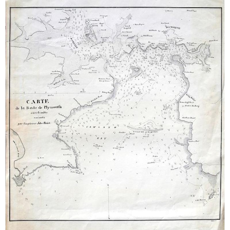 Carte de la rade de Plymouth avec le Môles excuté par l. ingénieur John Renie.