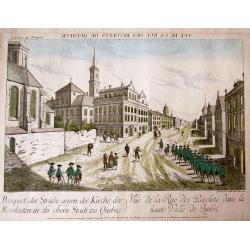 Vue de la Rue des Recolets dans la haute Ville de Quebec - Prospect der Strasse, gegen der Kirche der Recolecten in der obern Stadt zu Quebec.