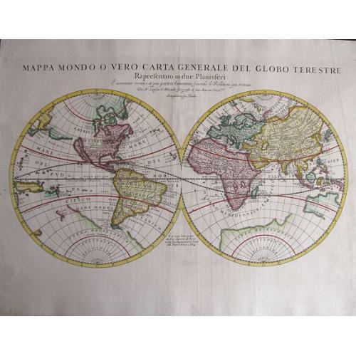Old map image download for Mappa Mondo o vero carta generale del globo terestre.