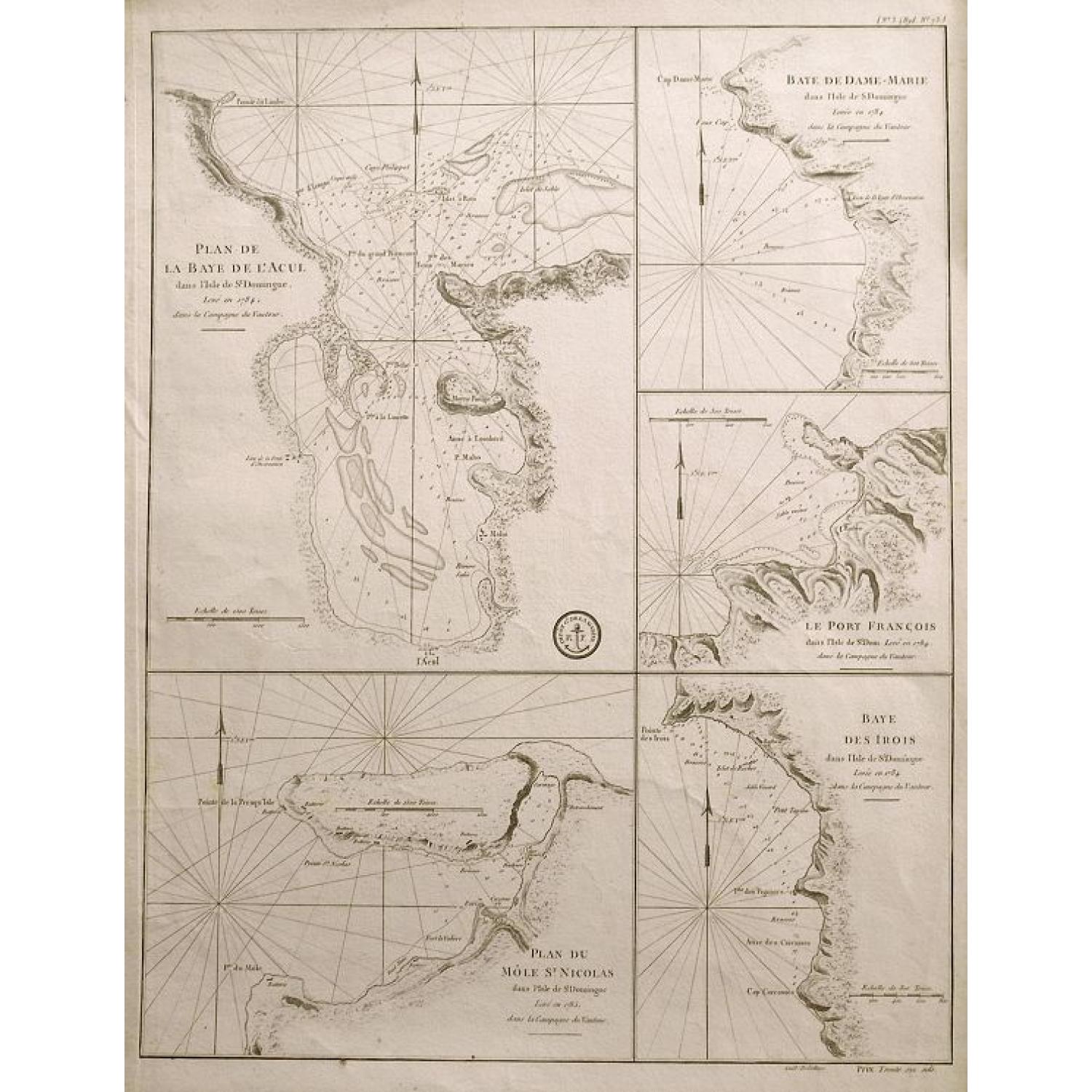 Plan de la Baye de l'Acul; Baye de Dame-Marie; Le Port François; Plan du Môle St. Nicolas; Baye des Irois