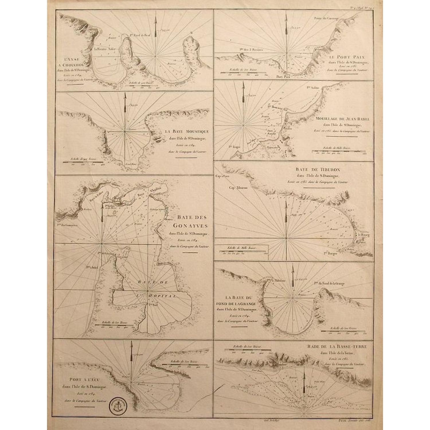 L'Anse a Chouchou; Le Port Paix; Mouillage de Jean- Rabel; La Baye Moustique; Baye de Tiburon; Baye des Gonayves; La Baye du Fond de la Grange; Port a l'Écu; rade de la Basse-Terre