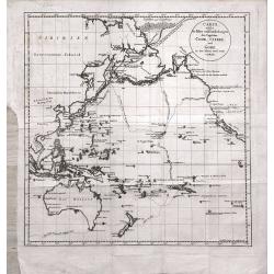 Carte welche die Fahrt und Endeckungen der Capitäns Cook, Clerke und Gore in den Iahren 1776 - 1780 vorstellt