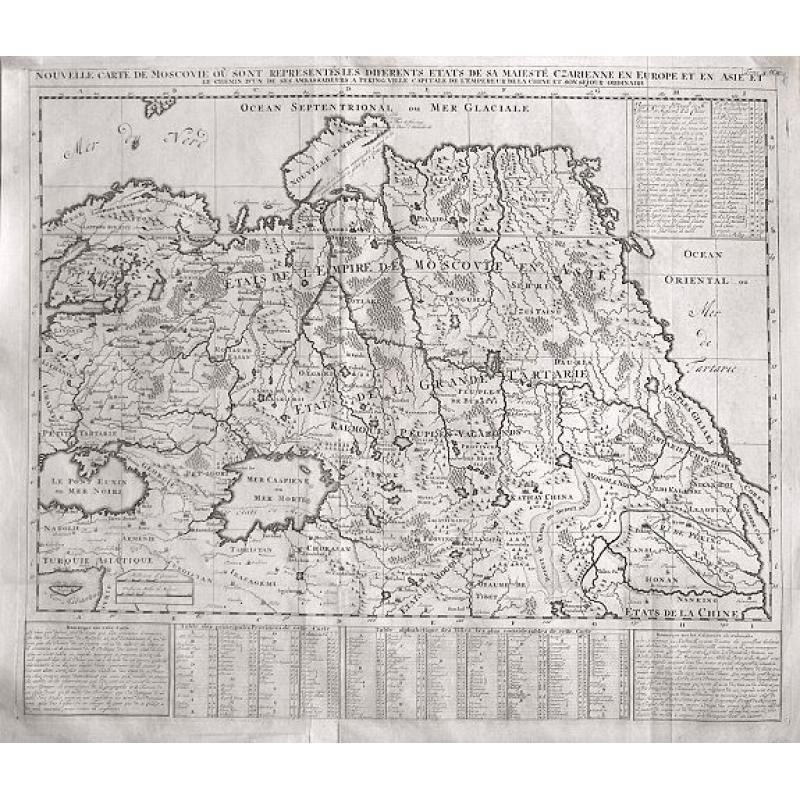 Nouvelle Carte De Moscovie Ou Sont Representes Les Differents Etats De Se Maiesete Czarienne En Europe Et En Asie...