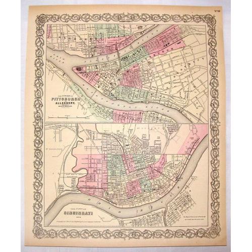 Old map image download for The Cities of Pittsburgh & Allegheny & The City of Cincinnati.