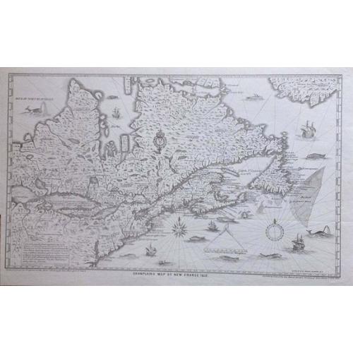 Old map image download for Champlain's Map of New France 1632.