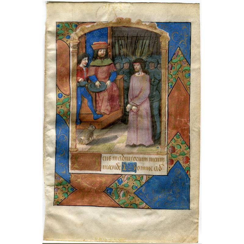 A manuscript leaf from a Book of Hours.