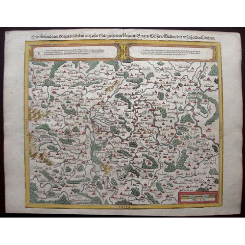 Old map image download for Franckenlandt am Mayn, beschriben nach aller Gelegenheit, in Stetten, Bergen, Wässern, Wäldern, und anstossenden Ländern