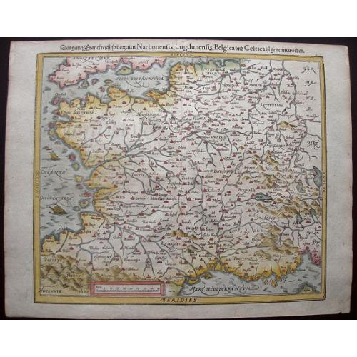 Old map image download for Das gantz Franckreich, so vorzeiten Narbonensis, Lugdunensis, Belgica und Celtica, ist genennt worden.
