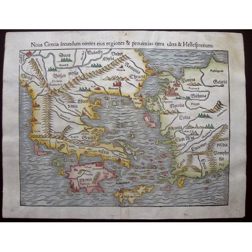 Old map image download for Noua Graecia, secundum omneseius regiones & prouincias citra & ultra Hellespontum.