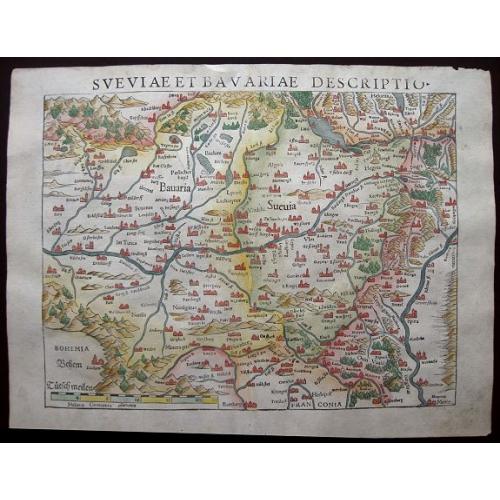 Old map image download for Sveviae et Bavariae Descriptio.