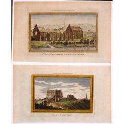 Two Hand-Colored Views of the Ruins of Ancient British Castles.