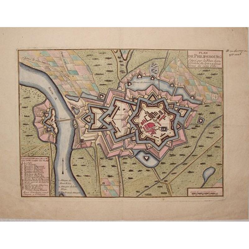 Plan de Philipsbourg Situe Sur le Rhin dans L'Eveche de Spire a Deux Lieux de Cette Ville.