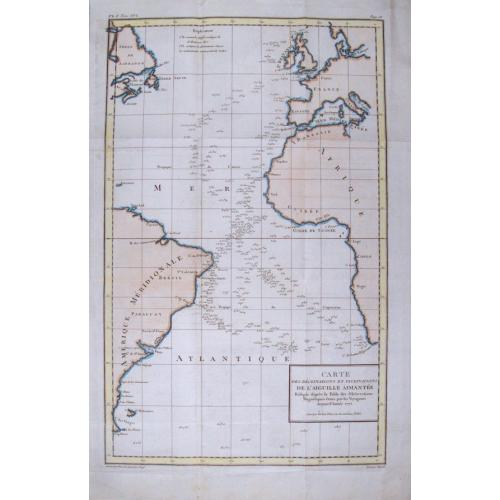 Old map image download for Carte des déclinaisons et inclinaisons de l'aiguille aimantée...1775.