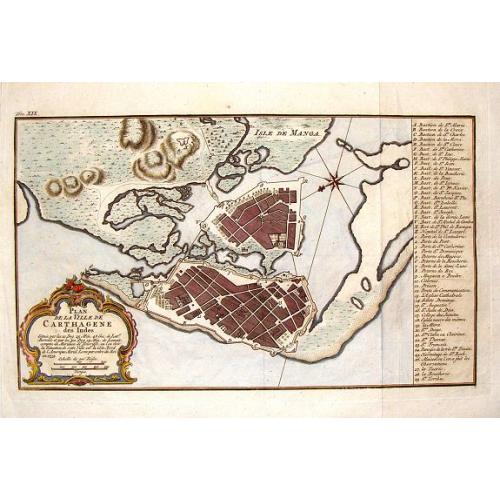 Old map image download for Plan de la Ville de Carthagene des Indes.