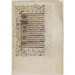 Very large leaf from a Parisian book of hours. on vellum.