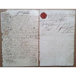 1721 Cape of Good Hope debenture, signed by 4 future COGH Governors, with intact VOC wax seal and 1714 revenue stamp.