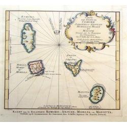 Carte des Isles de Johanna ou Anjouan Mohilla ou Moaly et Mauote.