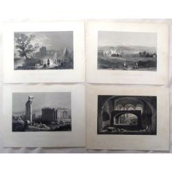 Four Bartlett steel engravings from the Middle East.