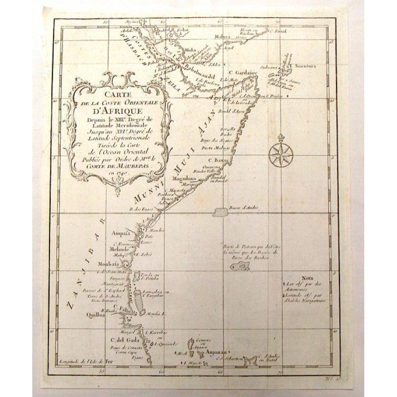 Carte de la Coste Orientale D'Afrique.