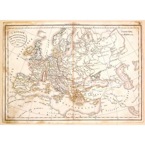 Old map image download for L'Europe a l'Epoque du Demembrement de L'Empire de Charlemagne.