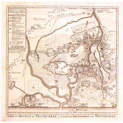 Old map image download for Carte du District de Tranquebar / Caart des Regtsgebieds van Trankenbar.