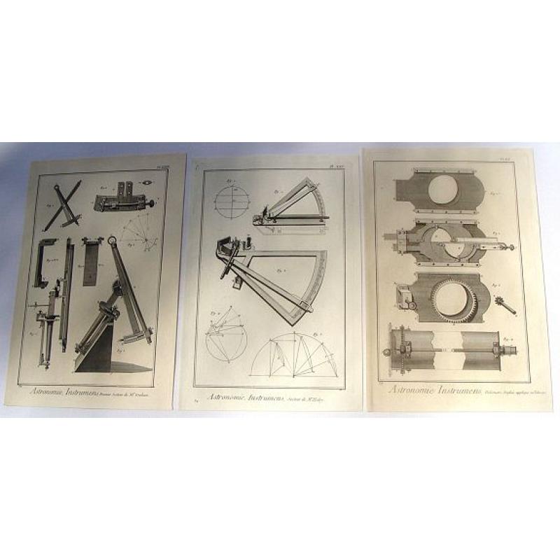 Three Copper Engraved Diderot Astronomical Instruments (Secteur & Heliometer).