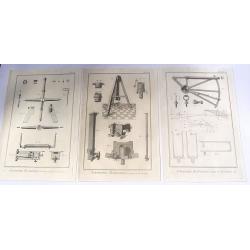 Three Copper Engravings by DIDEROT Featuring Astronomical Instruments .