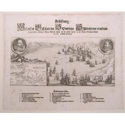 Abbildung welcher Gestalt die Spanischen Silberflotta von dem Hollaendischen General Peter Peters Hayn an der Insel Cuba in der Baya Matanca Anno 1628 erobert worden