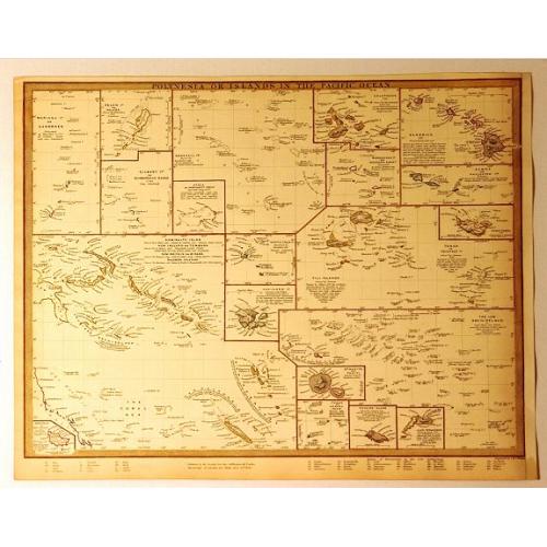 Old map image download for Polynesia or Islands in the Pacific Ocean.