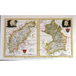 A New Map of Northhamptonshire & Cambridgeshire Drawn from the latest Authorities (Two maps on one page)