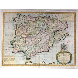 A New Map of Present Spain & Portugal, Shewing Their Principal Divisions, Chief Cities, Townes, Ports, Rivers, Mountains & c. Dedicated to his Highness, William, Duke of Gloucester
