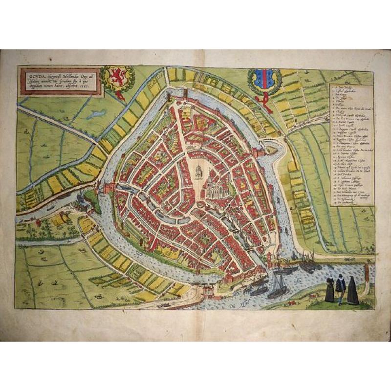 Gouda, elegantB. Hollandiae Opp. ad Isalam amnem, ubi Goudam flu. a' quo Oppidum nomen habet, absorbet. 1585 