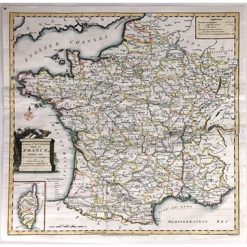 A New and Accurate Map of France, divided into Departments, Districts....