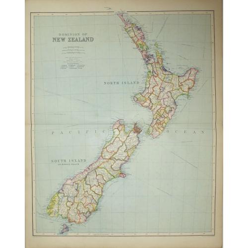 Rare, antique map of Dominion of New Zealand.