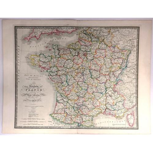 Old map image download for The Kingdom of France describing the New Limits according to the Treaty of Paris.