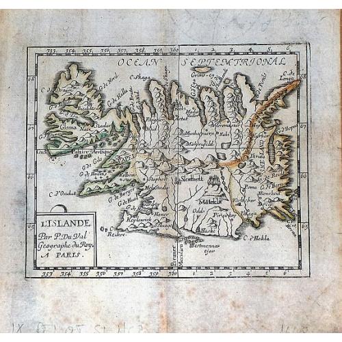 Old map image download for L'Islande par P. Du Val Geographe du Roy a Paris.