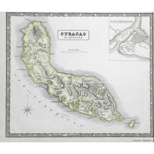 Rare, antique map of  Curacao to Holland.