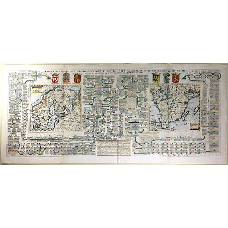 Carte Généalogique Pour Conduire à l'Histoire des Rois du Nord de la Carte de Leurs Etats, Leurs Armes et des Remarques Pour Conduire à l'Intelligence de l'Histoire du Nord