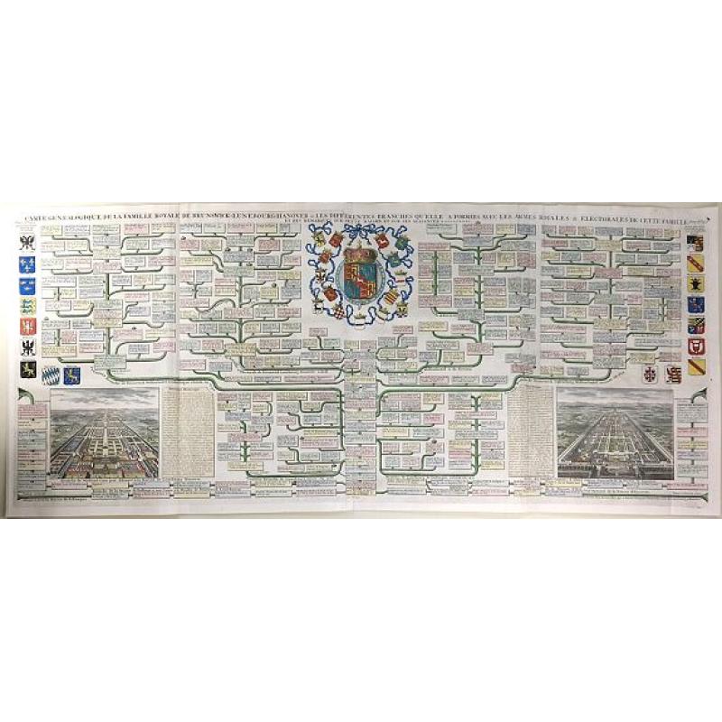 Carte Genealogique de la Famille Royale de Brunswick, Lunebourg, Hanover & les Differentes Branches.