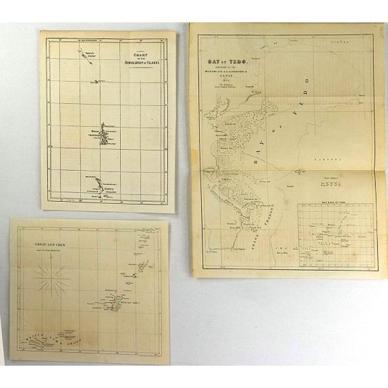 (Three Perry Maps) Bay of Yedo, Chart of the Bonin Group of Islands & Great Lew Chew.