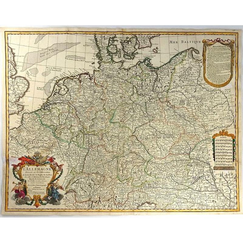 L'ALLEMAGNE, Dresse sur les Observations de Tycho Brahe, de Kepler, de Snellius....