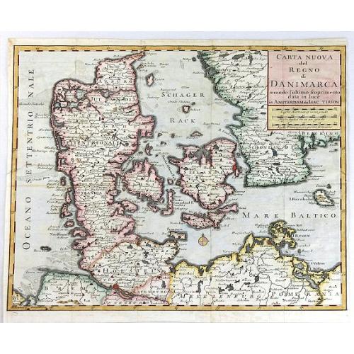 Old map image download for Carta Nuova del Regno di Danimarca.