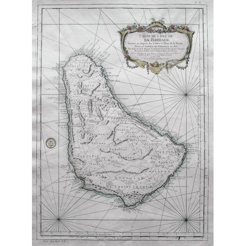 Old map image download for Carte de l'Isle de la Barbade dressee au Depost des Cartes et Plans de la Marine...