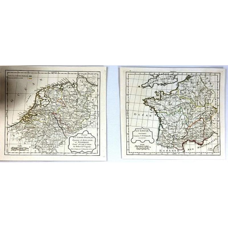 (2 Maps) La Gaule & Partie de L'Empire Francais Royaumes de Hollande, de Westphalie, grand duche de Berg