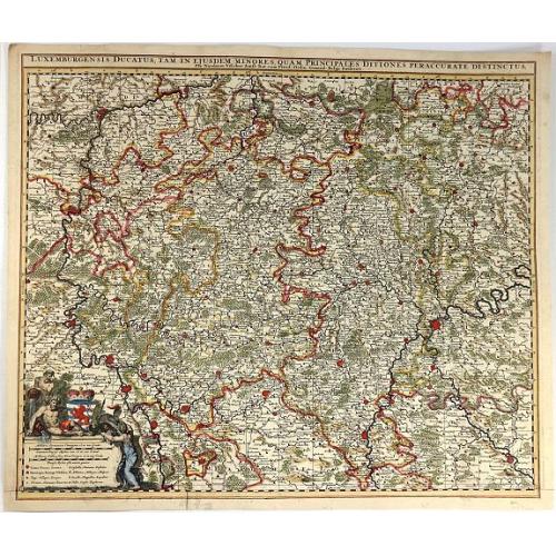 Old map image download for Luxembergensis Ducatus. Tam in Ejusdem Minores Quam Principales Ditiones Peraccurate Distinctus.