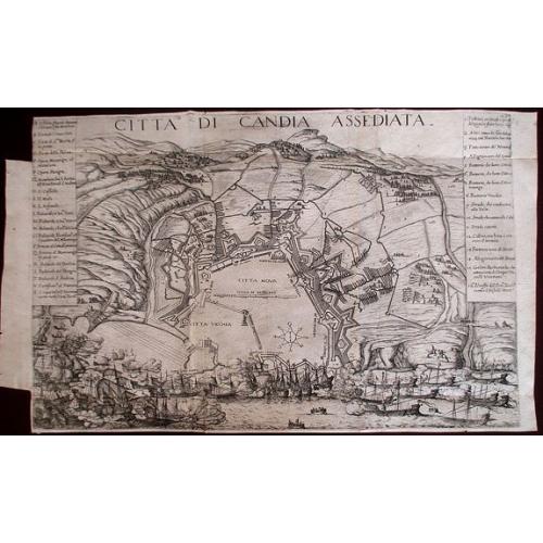 Old map image download for Citta Di Candia Assediata.