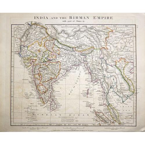 Old map image download for India and the Birman Empire with part of China &c.